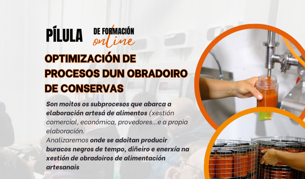 OPTIMIZACIÓN DE PROCESOS DUN OBRADOIRO DE CONSERVA (formación en liña) 🗓