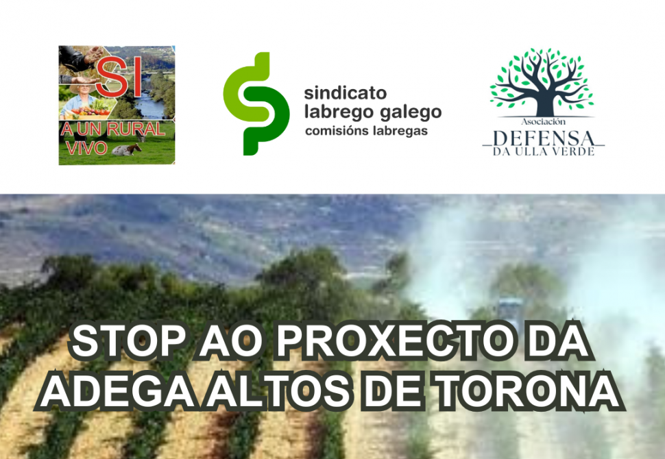 A Plataforma Sí a un rural vivo, o Sindicato Labrego Galego da Comarca da Ulla e a Asociación Defensa da Ulla Verde volven manifestar o seu rexeitamento aos viñedos industriais: STOP AO PROXECTO DA ADEGA ALTOS DE TORONA