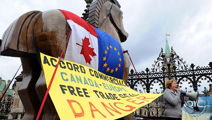 Protestas contra o acordo UE Canadá