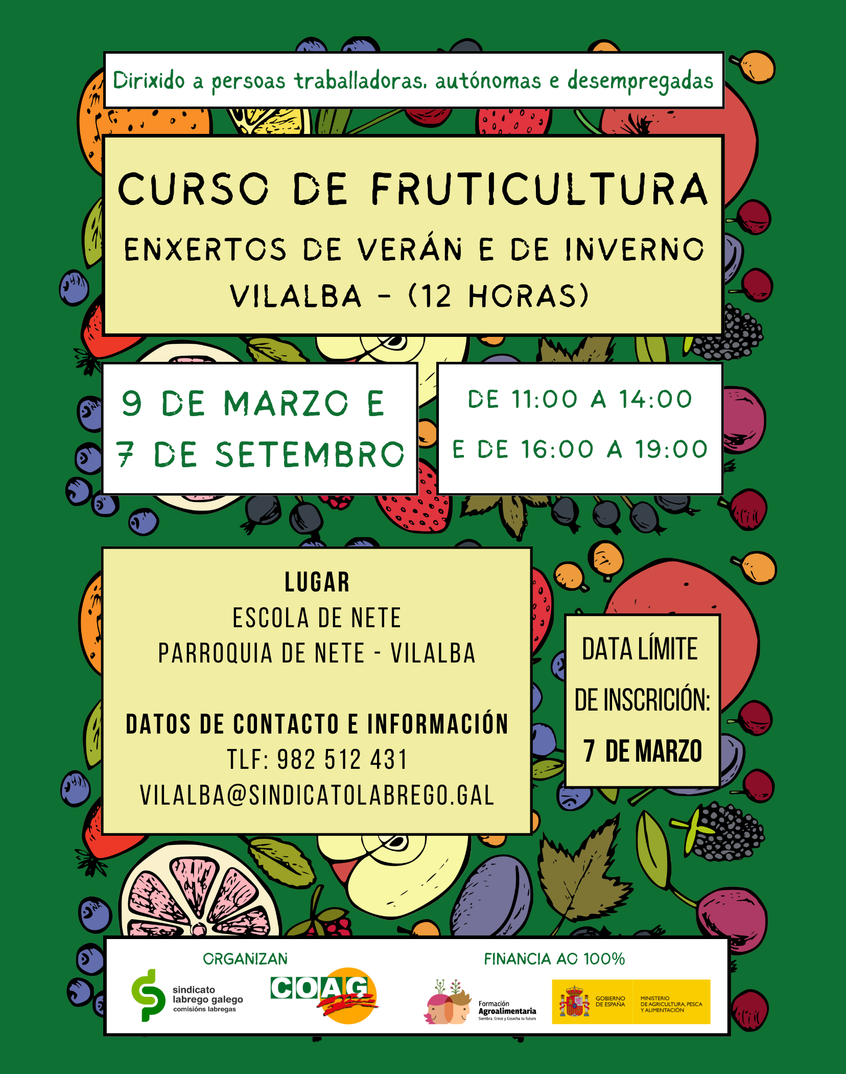 Cartaz curso fruticultura Vilalba