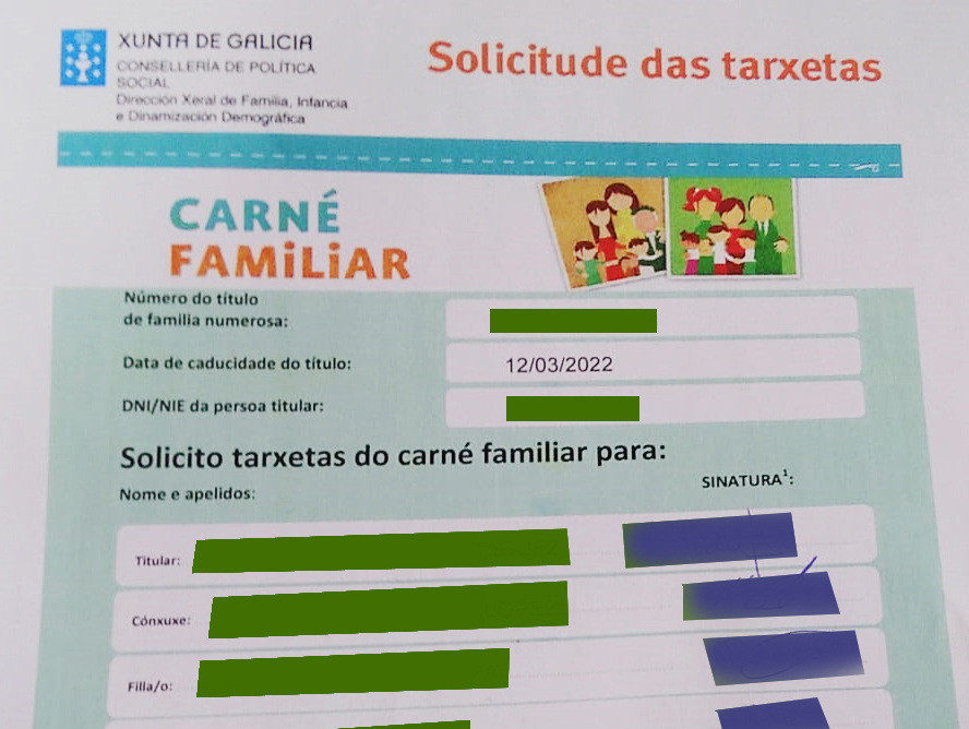 O SLG denuncia a vulneración da Lei de Protección de Datos pola Xunta no trámite da tarxeta de familia numerosa