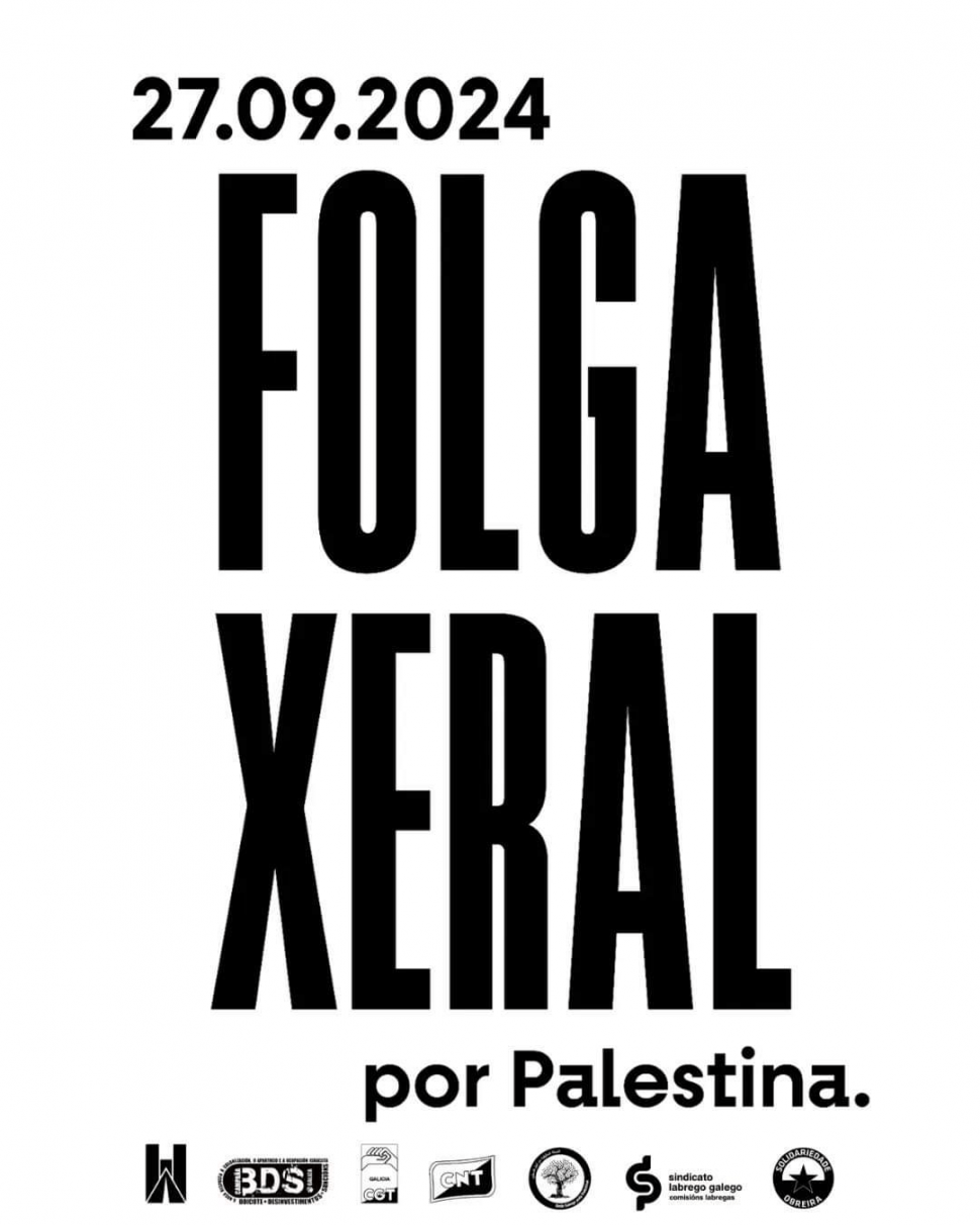 O SLG é unha das organizacións convocantes da folga en apoio ao pobo palestino do 27de setembro