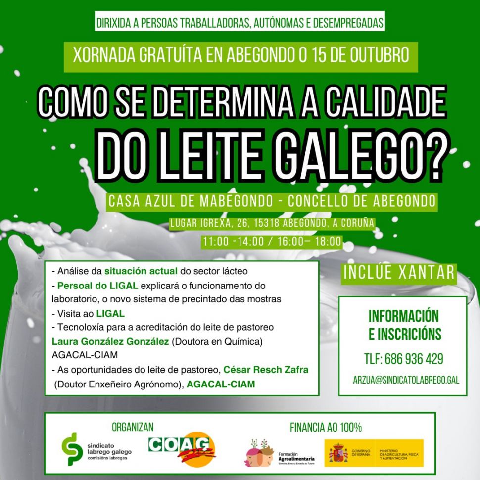 Como se determina a calidade do leite galego? Xornada informativa e visita ao LIGAL