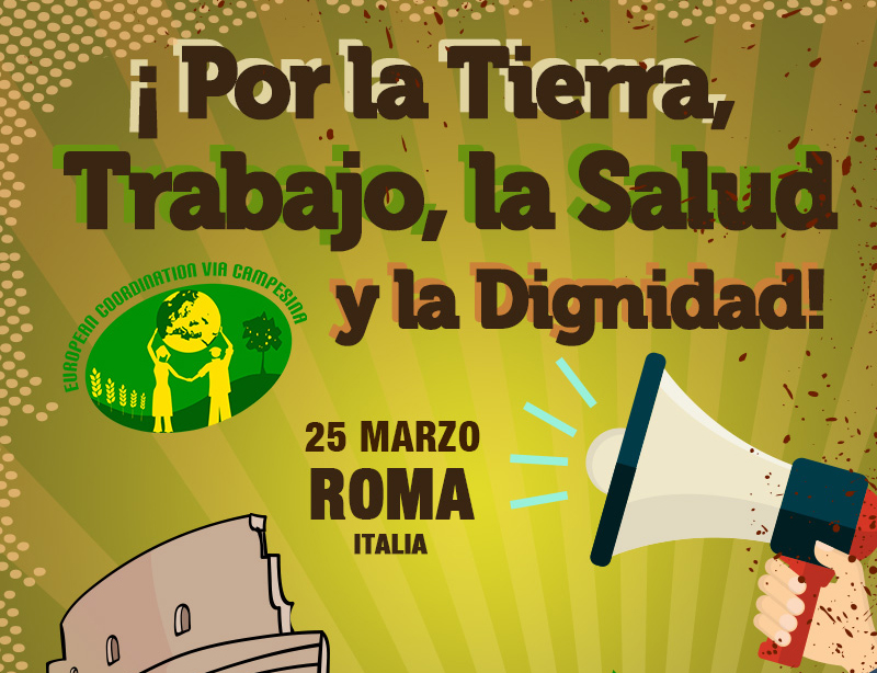O SLG en Roma para reclamar unha agricultura europea que protexa a terra, a saúde, o traballo e a dignidade labrega