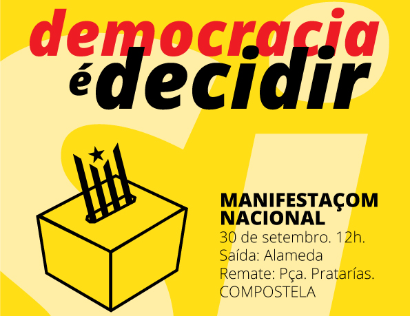 30 de setembro: Manifestación nacional en Compostela en defensa dos dereitos e liberdades en Cataluña