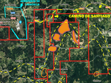 A mina de Touro-O Pino-Compostela recibirá con explosivos e maquinaria pesada os 3 millóns de persoas que entran cada ano por Lavacolla e o Camiño Francés