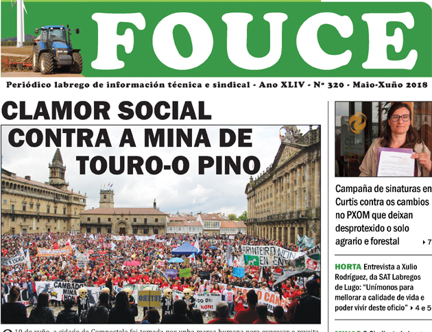 A multitudinaria manifestación contra a mina de Touro O Pino na portada do Fouce 320, xa dispoñible na nosa web
