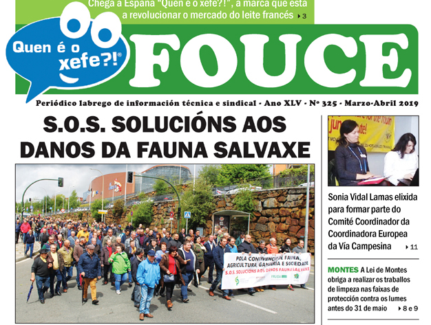 A campaña en demanda de solucións polos danos da fauna salvaxe ou os Dereitos Labregos na portada do Fouce 325