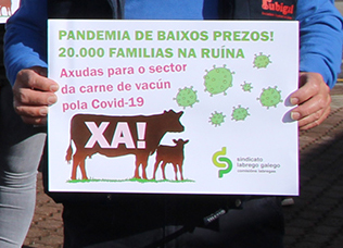 Concentración do SLG en Compostela para demandar axudas ao sector da carne de vacún pola crise da Covid-19