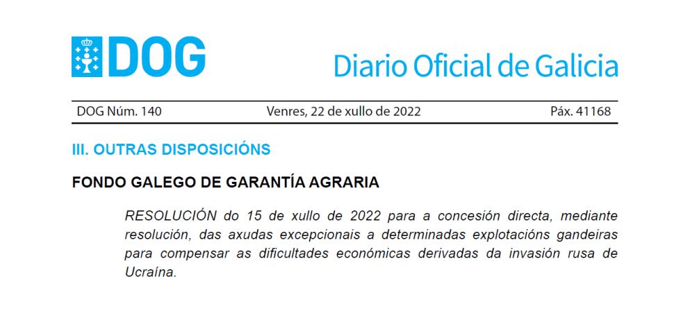 O SLG pide que a CMR esclareza os prazos das axudas do sector vacún de carne