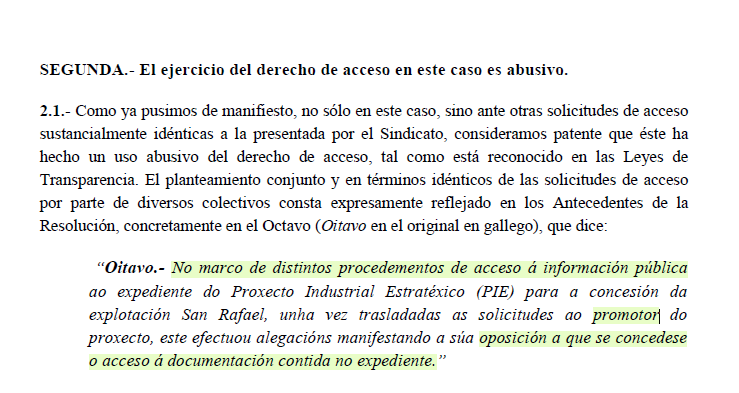 Cobre San Rafael diríxese á Valedora do Pobo para tentar impedir o acceso do SLG á información da mina de Touro-O Pino
