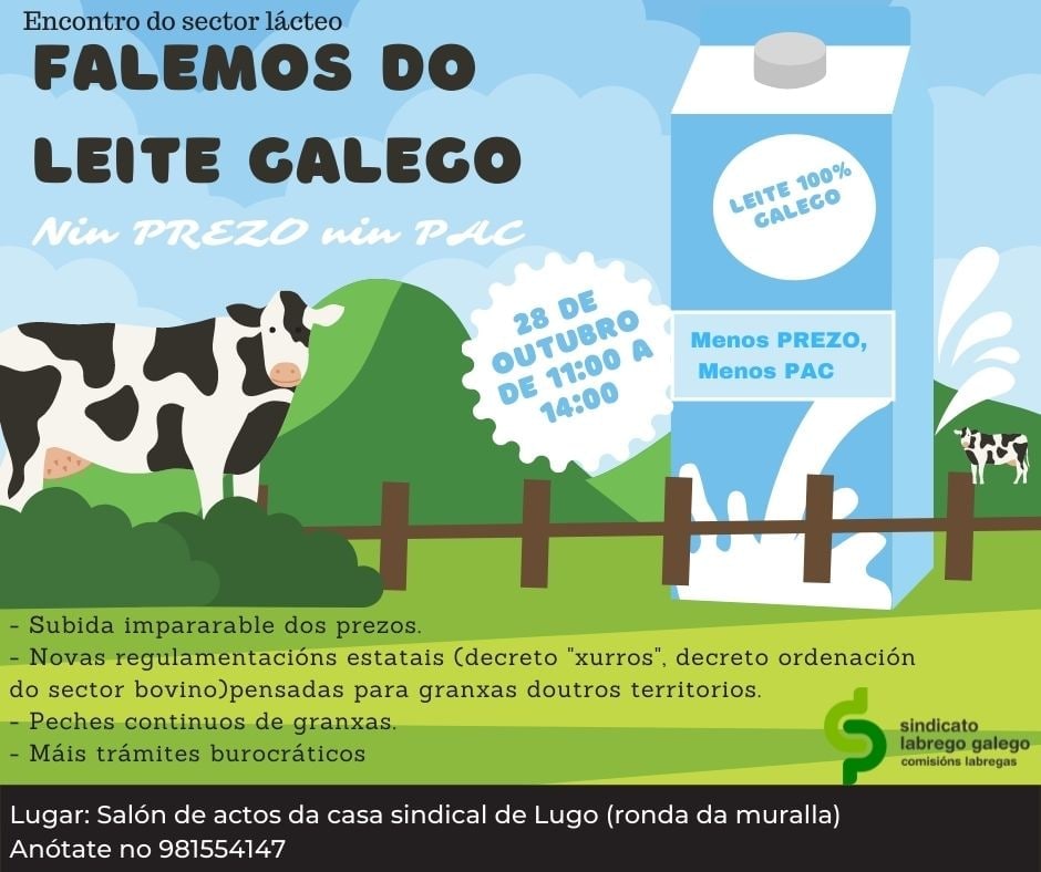 28 Out:Convocamos ao sector leiteiro galego fronte á discriminación da PAC2023