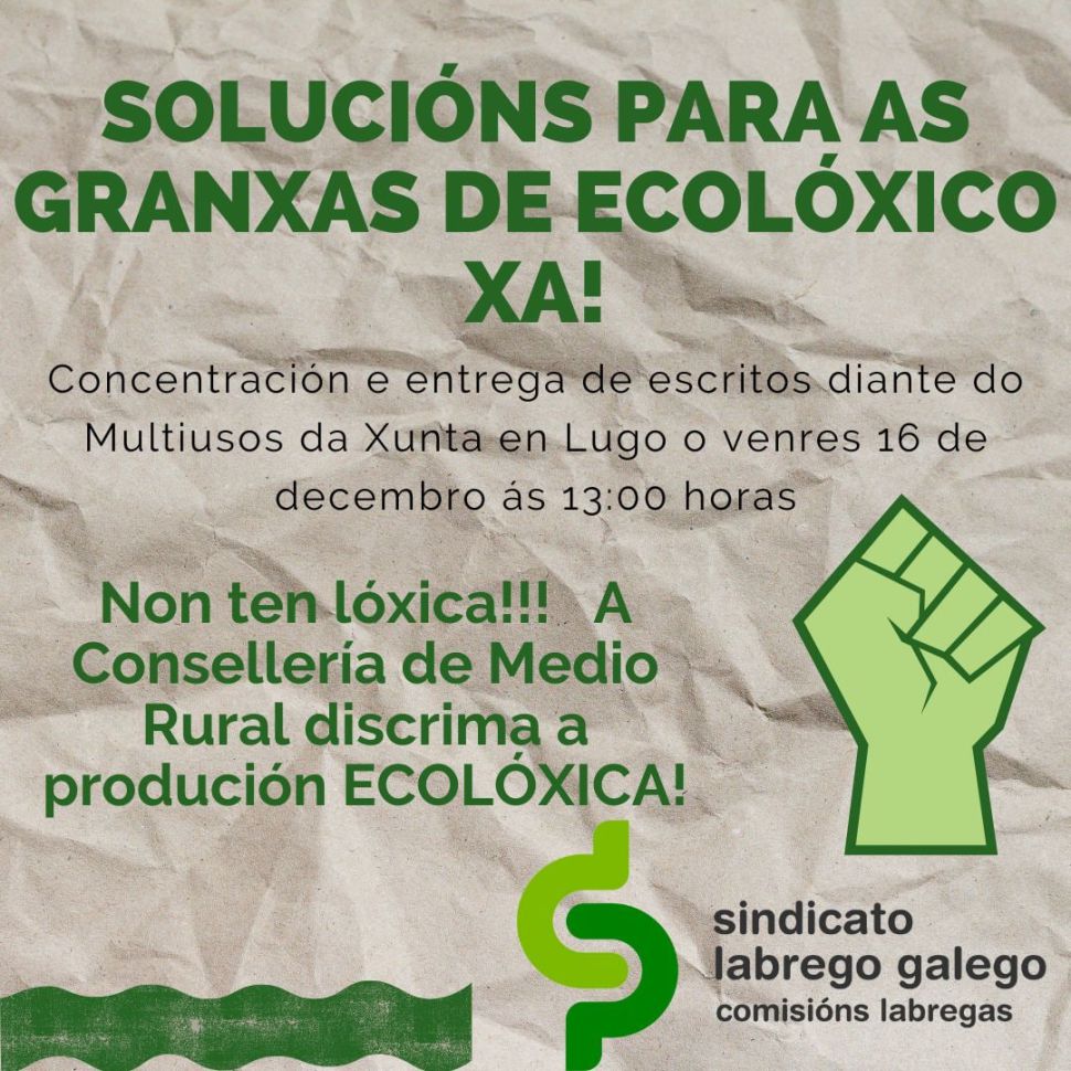 Solicitamos unha xuntanza urxente co Conselleiro e solucións para as granxas de ecolóxico e zonas desfavorecidas