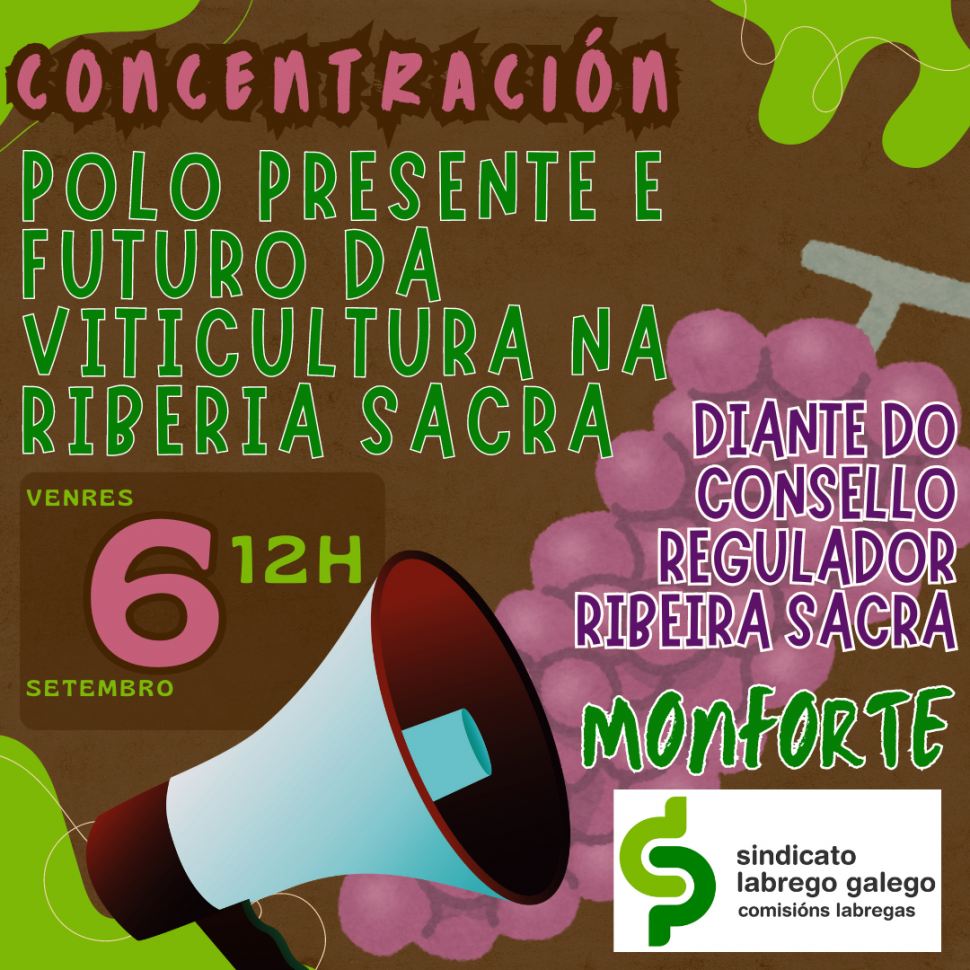 VENRES 6 de setembro: Concentración diante do Consello Regulador Ribeira Sacra