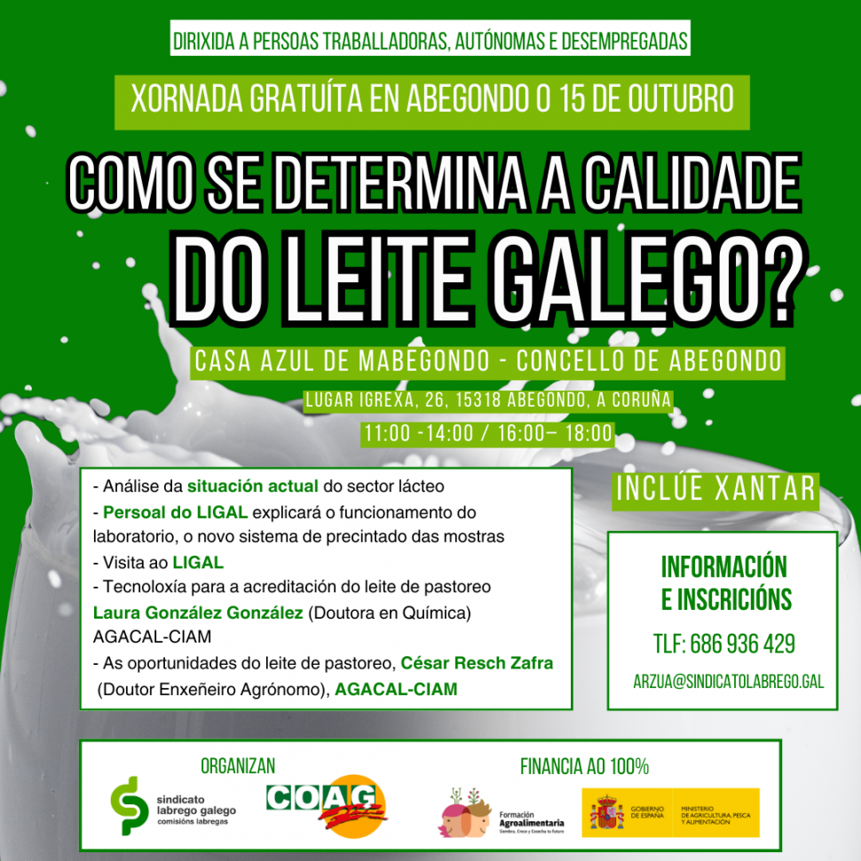 COMO SE DETERMINA A CALIDADE DO LEITE GALEGO? (xornada en Abegondo) 🗓